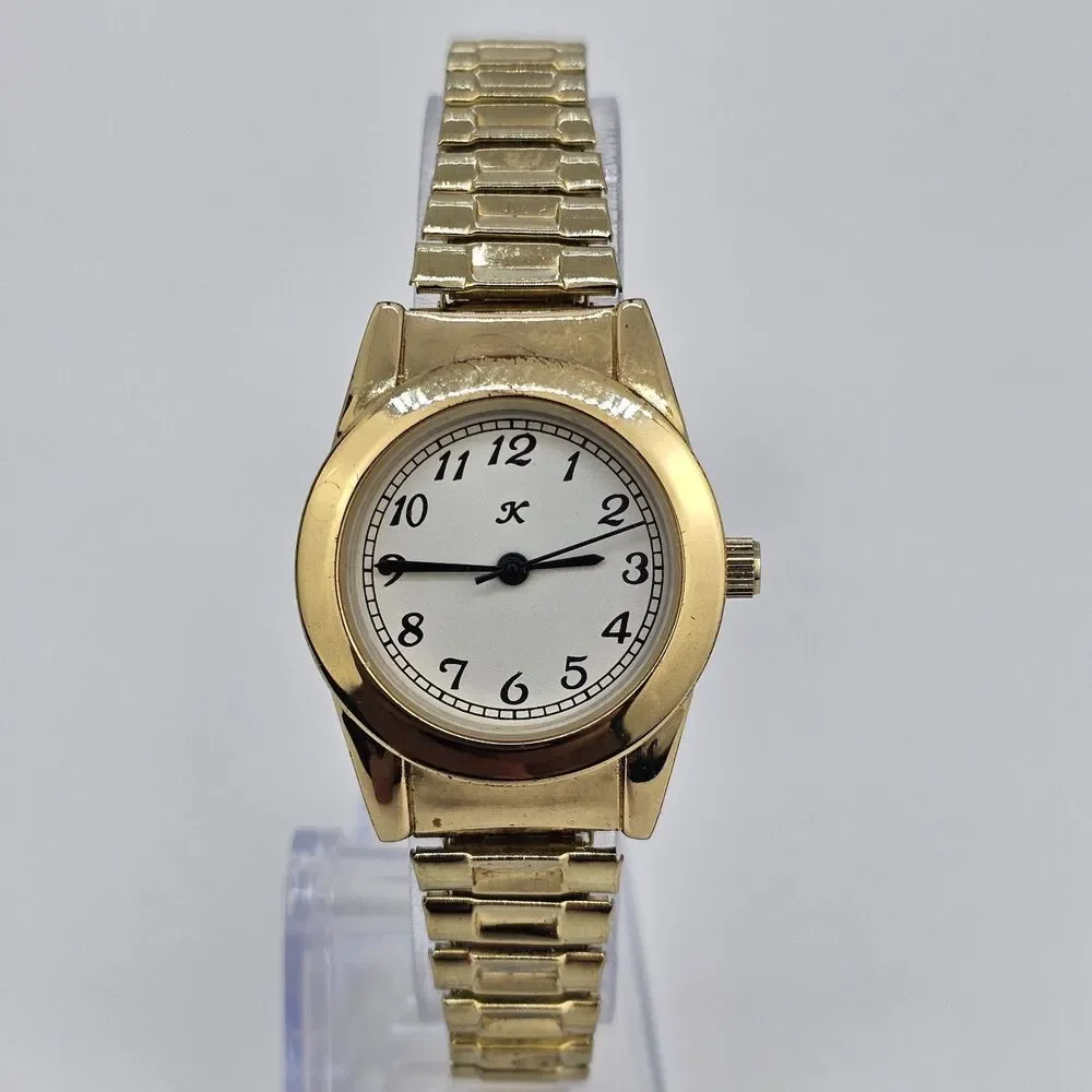 28MM Women's Watch White‎ Dial Gold Case Expandable Band 6